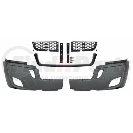 1502-0052 by WHEELER FIT - BUMPER ASM (GRAY) - WITH FOG LAMP OPENINGS / WITHOUT LOWER DEFLECTOR / BLACK TRIM / TWO PIECE MESH