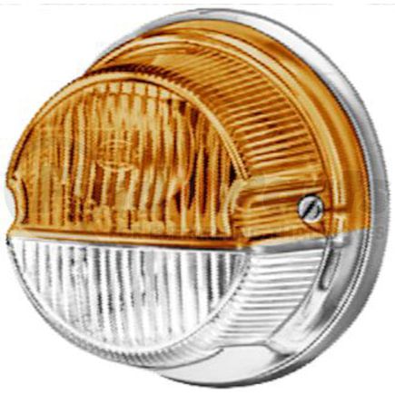 001259061 by HELLA - 1259 Amber/White Turn/Side Marker Lamp with Chrome Base