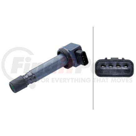 358168101 by HELLA - Ignition Coil - 4-pin connector - Flush-Fitting Pencil Ignition Coils - Bolted