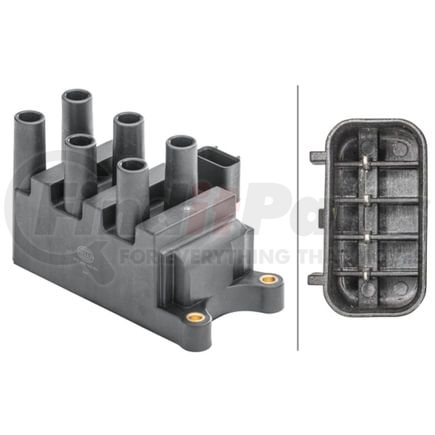 358168581 by HELLA - Ignition Coil - 4-pin connector - Block Ignition Coil - Bolted