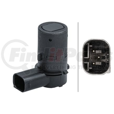 358141351 by HELLA - Sensor, parking assist - angled - 3-pin connector - Plugged - Paintable