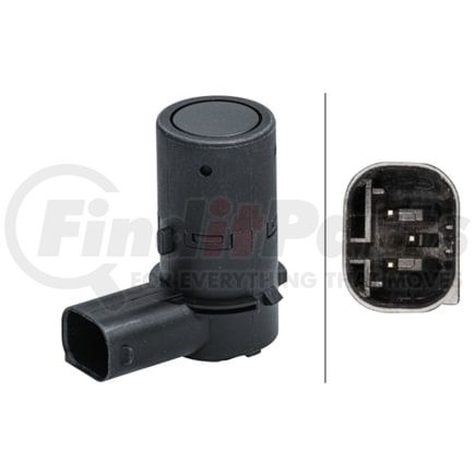 358141481 by HELLA - Sensor, parking assist - angled - 3-pin connector - Plugged - Paintable