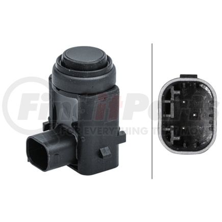 358141491 by HELLA - Sensor, parking assist - angled - 3-pin connector - Plugged - Paintable