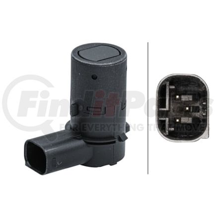 358141521 by HELLA - Sensor, parking assist - angled - 3-pin connector - Plugged - Paintable