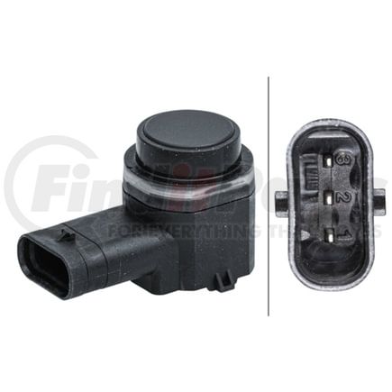 358141531 by HELLA - Sensor, parking assist - angled - 3-pin connector - Plugged - Paintable