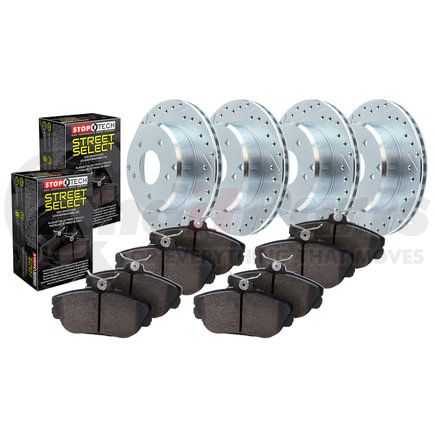 925.40047 by STOPTECH - StopTech Select Sport Axle Pack Drilled & Slotted Front & Rear Brake Kit