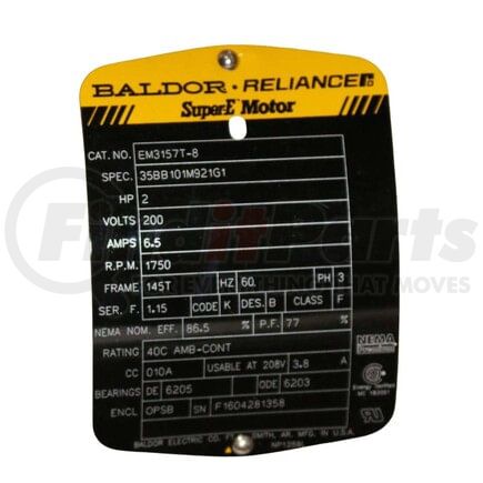 EM3157T-8_F1604281358 by BALDOR - ELECTRIC MOTOR 2HP 200V 60Hz 145T