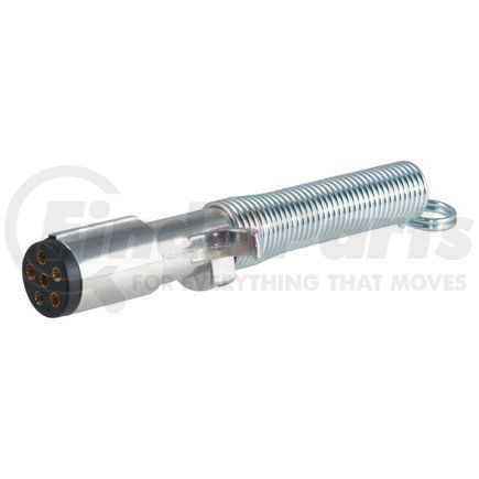 58082 by CURT MANUFACTURING - 6-Way Round Connector Plug with Spring (Trailer Side)