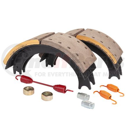 GG4317EHMG by HALDEX - Drum Brake Shoe Kit - Remanufactured, Front, Relined, 2 Brake Shoes, with Hardware, FMSI 4317, for Eaton Single Anchor Ford, Offset Pin (High Mount) Applications