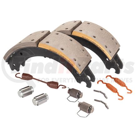 GG4524QM2G by HALDEX - Drum Brake Shoe Kit - Remanufactured, Front, Relined, 2 Brake Shoes, with Hardware, FMSI 4524, for Meritor "Q" 1.68" Offset Spider Relocated Spring Hole Applications