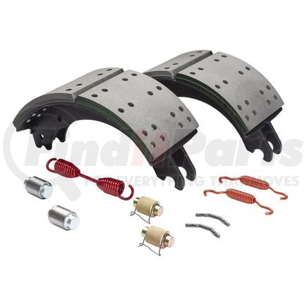 GM4515QG by HALDEX - Drum Brake Shoe Kit - Remanufactured, Rear, Relined, 2 Brake Shoes, with Hardware