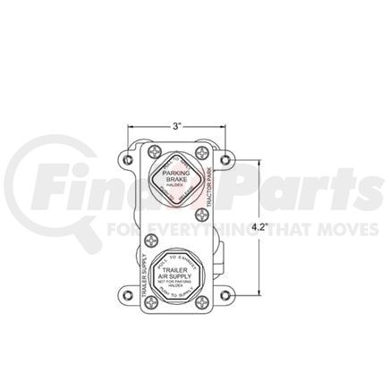 KN20616 by HALDEX - Manifold Dash Valve - Vertical Mounting, Air Supply and Parking Brake, 1/4 in. Ports, OEM N4400D