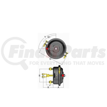 SC24d by HALDEX - Air Brake Chamber - Single Diaphragm, T24, 2.5 in. Stroke Length, Standard Stroke