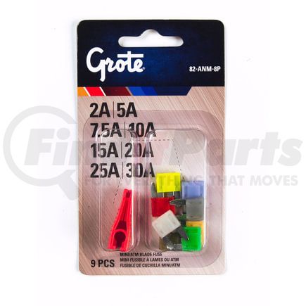 82ANM8P by GROTE - Fuse & Circuit Protection Assortment kits, Miniature Blade Fuse Assortment & Puller, 9 Pk