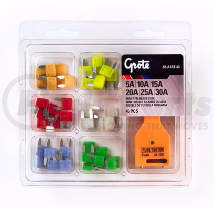 82ASST43 by GROTE - Fuse & Circuit Protection Assortment kits, Miniature Blade Fuse Assortment, 43 Pk