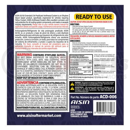 ACD-006 by AISIN - OE Formulated Engine Coolant / Antifreeze