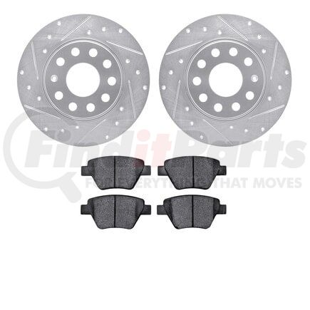 7502-74060 by DYNAMIC FRICTION COMPANY - Rotors-Drilled and Slotted-Silver with 5000 Advanced Brake Pads