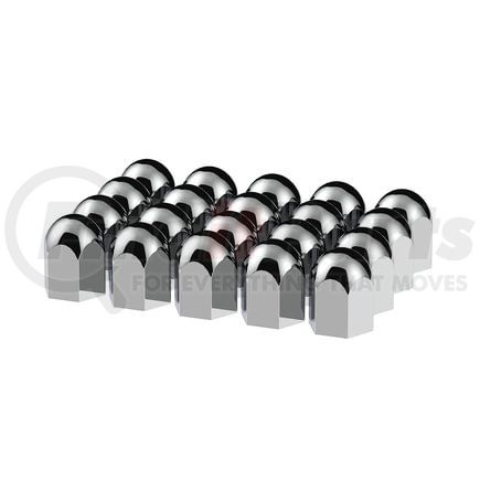 10057 by UNITED PACIFIC - Wheel Lug Nut Cover Set - Standard, 1.5" x 2.25", Chrome, Plastic, Push-On Style