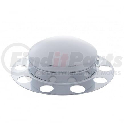 10121 by UNITED PACIFIC - Axle Hub Cover - 3 Piece Kit, Chrome, Dome, 10 Holes for 1-1/2" Lug Nuts, for Front Steel Wheel