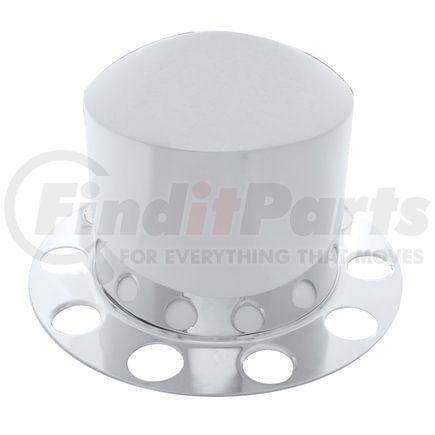 10211 by UNITED PACIFIC - Axle Hub Cover - Chrome, Dome, 10 Holes for 1-1/2" Lug Nuts, for Rear Aluminum Wheel