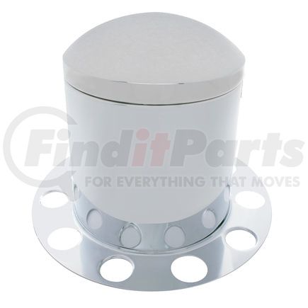 10212 by UNITED PACIFIC - Axle Hub Cover - 3 Piece Kit, Chrome, Dome, 10 Holes for 1-1/2" Lug Nuts, for Rear Steel Wheel