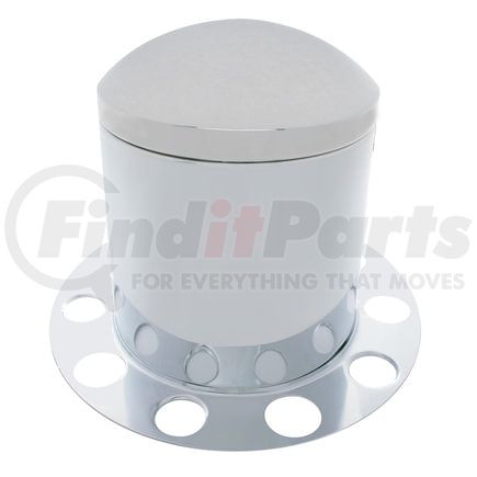 10213 by UNITED PACIFIC - Axle Hub Cover - 3 Piece Kit, Chrome, Dome, 10 Holes for 1-1/2" Lug Nuts, for Rear Aluminum Wheel