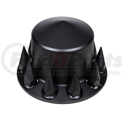 10337 by UNITED PACIFIC - Axle Hub Cover - Rear, Matte Black, Pointed, with 33mm Spike Thread-On Nut Cover