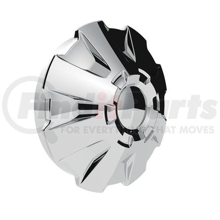 10343 by UNITED PACIFIC - Axle Hub Cover - Single Hub Design, Chrome, 10 Lug Nuts, 33mm Nut Size, for Front Wheel