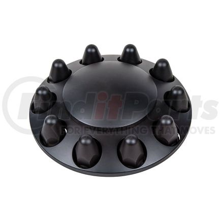 10348 by UNITED PACIFIC - Axle Hub Cover - Front, Black, with Dome Cap and 1-1/2" Nut Covers, Push-On