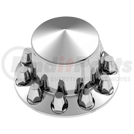 10362 by UNITED PACIFIC - Axle Hub Cover - Rear, Chrome, ABS Plastic, Pointed, 10 Lug Nuts, with 33mm Nut Size