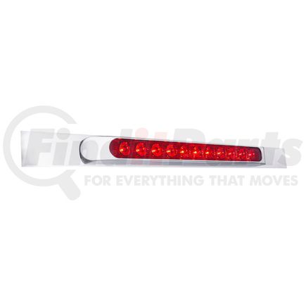 10392 by UNITED PACIFIC - Mud Flap Hanger - Mud Flap Plate, Top, Chrome, with 11 LED 17" Light Bar & Bezel, Red LED/Red Lens