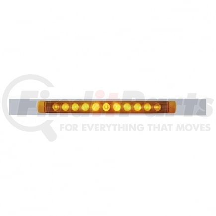 10395 by UNITED PACIFIC - Mud Flap Hanger - Mud Flap Plate, Top, Chrome, with 11 LED 17" Light Bar, Amber LED/Amber Lens