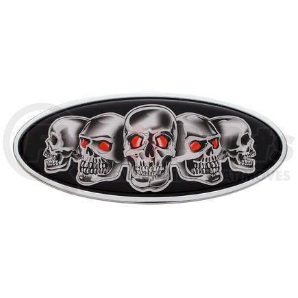 10882 by UNITED PACIFIC - Emblem - Chrome, Die Cast Skull, Black