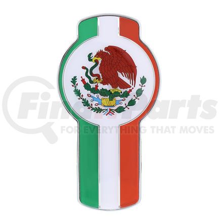 10967 by UNITED PACIFIC - Emblem - Chrome Die Cast Mexico Flag, for Kenworth T680 & T880