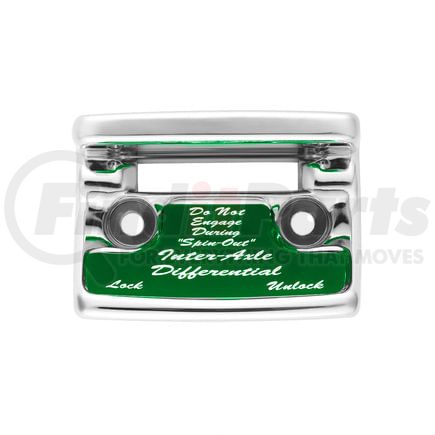 21011 by UNITED PACIFIC - Dash Switch Cover - Switch Guard, "Axle Differential", Green Sticker