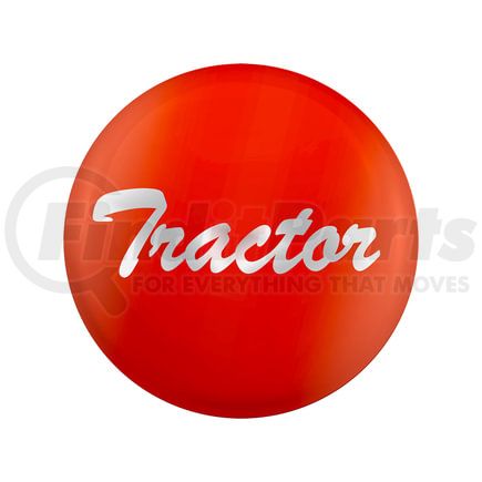 23222-1O by UNITED PACIFIC - Air Brake Valve Control Knob - Orange, "Tractor" Glossy Sticker, Chrome Lettering