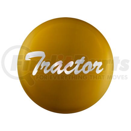 23222-1Y by UNITED PACIFIC - Air Brake Valve Control Knob - Yellow, "Tractor" Glossy Sticker, Chrome Lettering