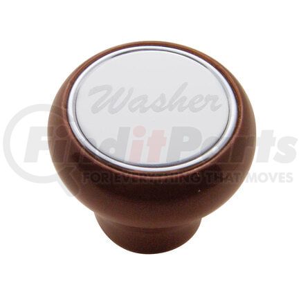 23379 by UNITED PACIFIC - Dash Knob - "Washer" Wood Deluxe, Stainless Plaque