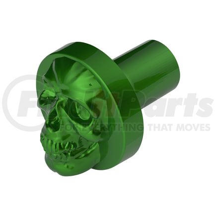 23923 by UNITED PACIFIC - Air Brake Valve Control Knob - Zinc Alloy, Skull Design, Screw-On, Emerald Green