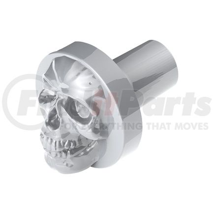 23925 by UNITED PACIFIC - Air Brake Valve Control Knob - Zinc Alloy, Skull Design, Screw-On, Liquid Silver