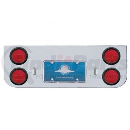 30209 by UNITED PACIFIC - Tail Light Panel - Chrome, Rear Center, with Four 4" Lights & Grommets