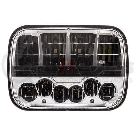 31087 by UNITED PACIFIC - Headlight - 12 High Power, LED, RH/LH, 5 x 7" Rectangle, Chrome Housing, High/Low Beam