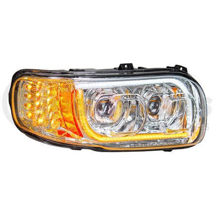 31145 by UNITED PACIFIC - Headlight Assembly - RH, LED, Black Housing, High/Low Beam, with LED Signal Light, Position Light and Side Marker