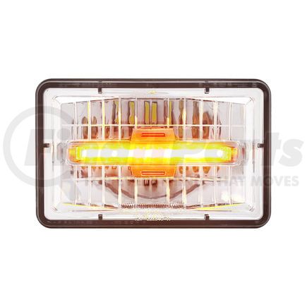 31150 by UNITED PACIFIC - Headlight - RH/LH, 4 x 6", Rectangle, Chrome Housing, Low Beam, with Amber 9 LED Position Light