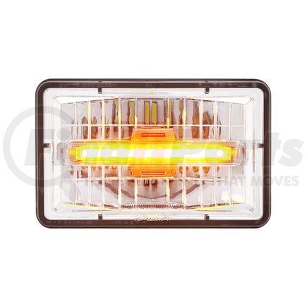 31151 by UNITED PACIFIC - Headlight - RH/LH, 4 x 6", Rectangle, Chrome Housing, High Beam, with Amber 9 LED Position Light