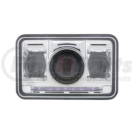 31275 by UNITED PACIFIC - Projection Headlight - 11 High Power LED, RH/LH, 4 x 6" Rectangle, Chrome Housing, High Beam, with White LED Position Light