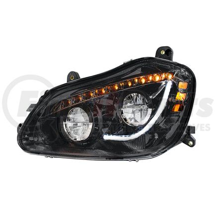 35891 by UNITED PACIFIC - Headlight - Left Side, High Power 45 LED, Blackout, with Sequential and Turn Signal Light