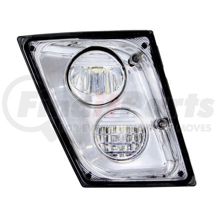 35906 by UNITED PACIFIC - Fog Light - 2 High Power LED, Chrome, Fog/Driving Light, with Plastic Housing, Passenger Side, for 2003-2017 Volvo VNL