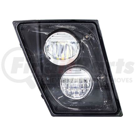 35908 by UNITED PACIFIC - Fog Light - 2 High Power LED, Black, Fog/Driving Light, with Plastic Housing, Passenger Side, for 2003-2017 Volvo VNL