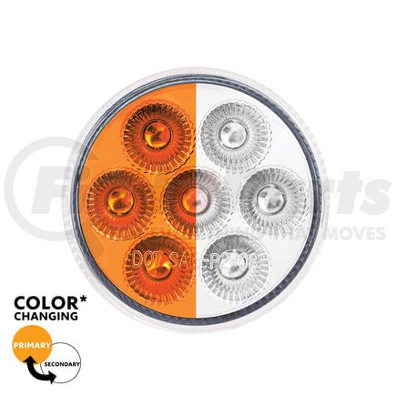 35941 by UNITED PACIFIC - 7-LED 2" Round Double Fury Clearance/Marker Light, Amber and White LED, Clear Lens